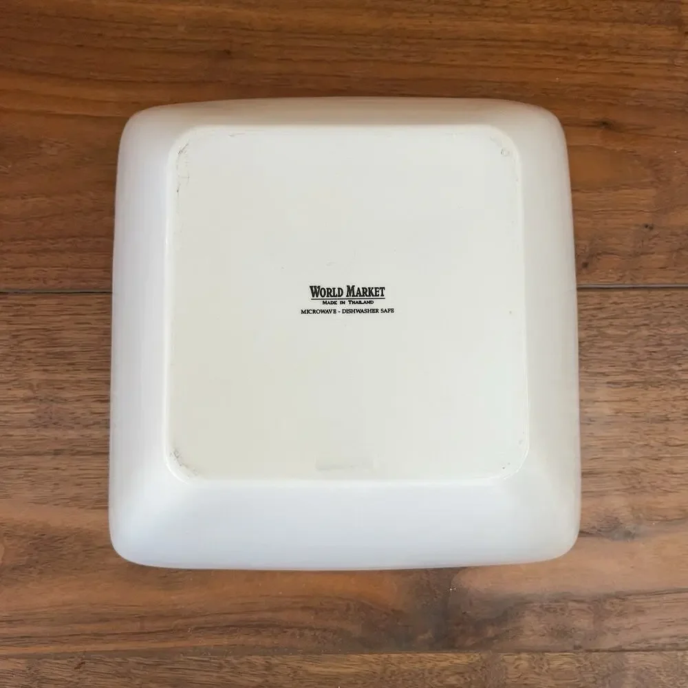 World Market Square White Porcelain Serving Bowl 9